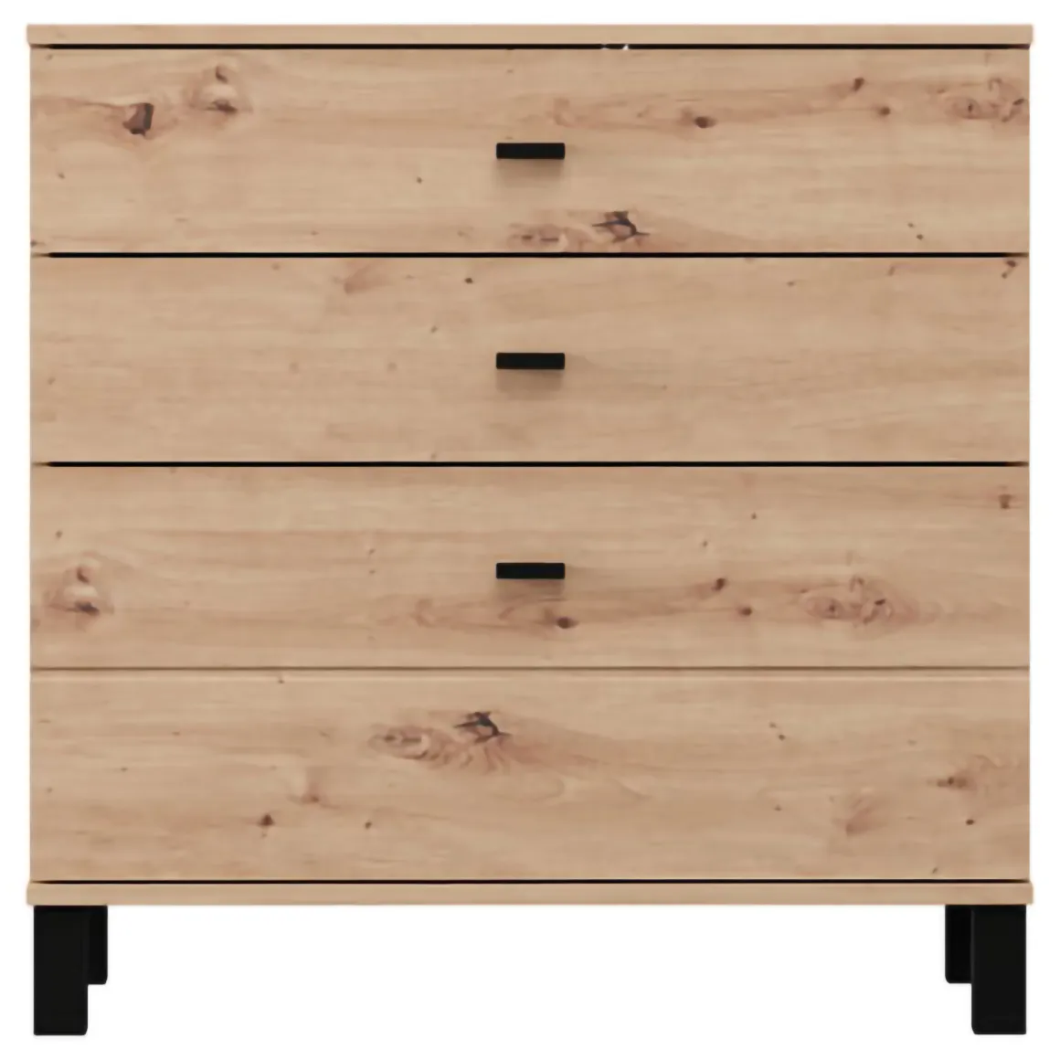 Madie|Credenze > Dmora Credenza Marrone Rovere Nodi Nero 4 Cassetti 2 Ripiani 138x40x90h cm, Apertura Battente e Scorrevole - Settime Nero, Marrone Rovere Nodi