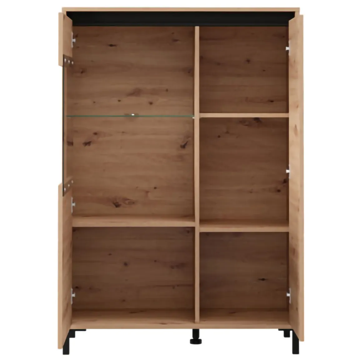 Credenze > Dmora Credenza Marrone Rovere Nodi Nero 6 Cassetti un Ripiano 77x35x110h cm, 6 Vani - Otaval Nero, Marrone Rovere Nodi