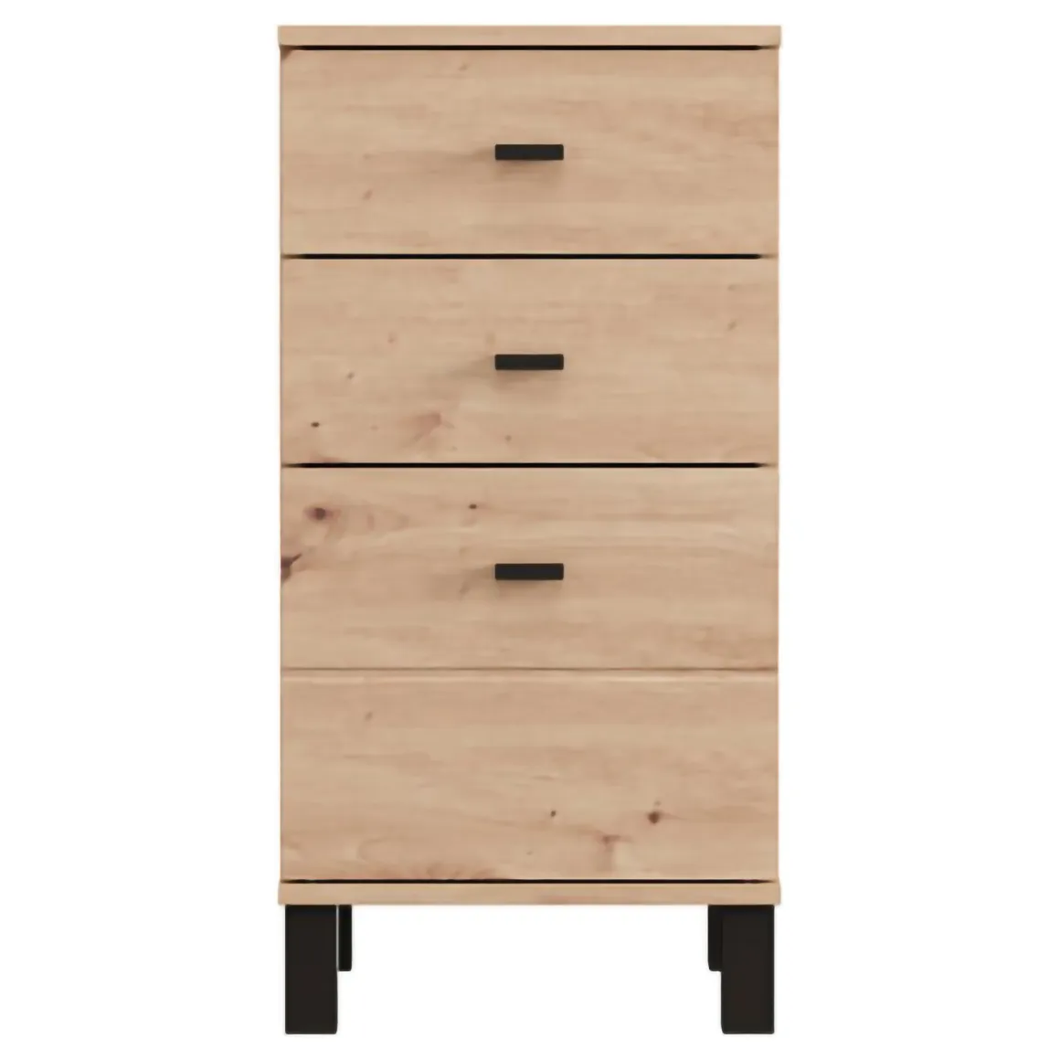 Credenze > Dmora Credenza Marrone Rovere Nodi Nero un Ripiano 3 Cassetti 77x35x78h cm, Apertura Scorrevole - Diani Nero, Marrone Rovere Nodi