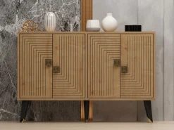 Credenza Marrone Rovere oro 2 Ripiani 4 Vani 120x30x80h cm, 4 Ante - Thiene