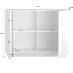 Madie|Credenze > Dmora Credenza 2 Ripiani Apertura Battente 120x30x74h cm, 4 Ante - Colzano Marrone Rovere