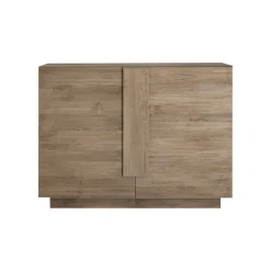 Madie|Credenze > Dmora Credenza 2 Ripiani Apertura Battente 120x30x74h cm, 4 Ante - Colzano Marrone Rovere
