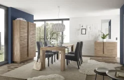 Madie|Credenze > Dmora Credenza 2 Ripiani Apertura Battente 120x30x74h cm, 4 Ante - Colzano Marrone Rovere