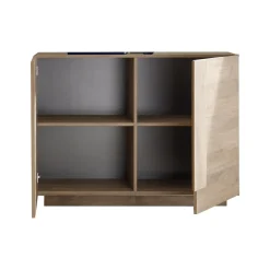 Madie|Credenze > Dmora Credenza 2 Ripiani Apertura Battente 120x30x74h cm, 4 Ante - Colzano Marrone Rovere