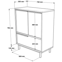 Madie|Credenze > Dmora Credenza 3 Ripiani 3 Ante 75x36x90h cm, 3 Vani - Rive Marrone Rovere