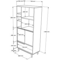 Madie|Credenze > Dmora Credenza 4 Ripiani 3 Ante 75x36x162h cm, 7 Vani - Cinisi Marrone Rovere