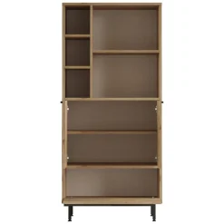 Madie|Credenze > Dmora Credenza 4 Ripiani 3 Ante 75x36x162h cm, 7 Vani - Cinisi Marrone Rovere