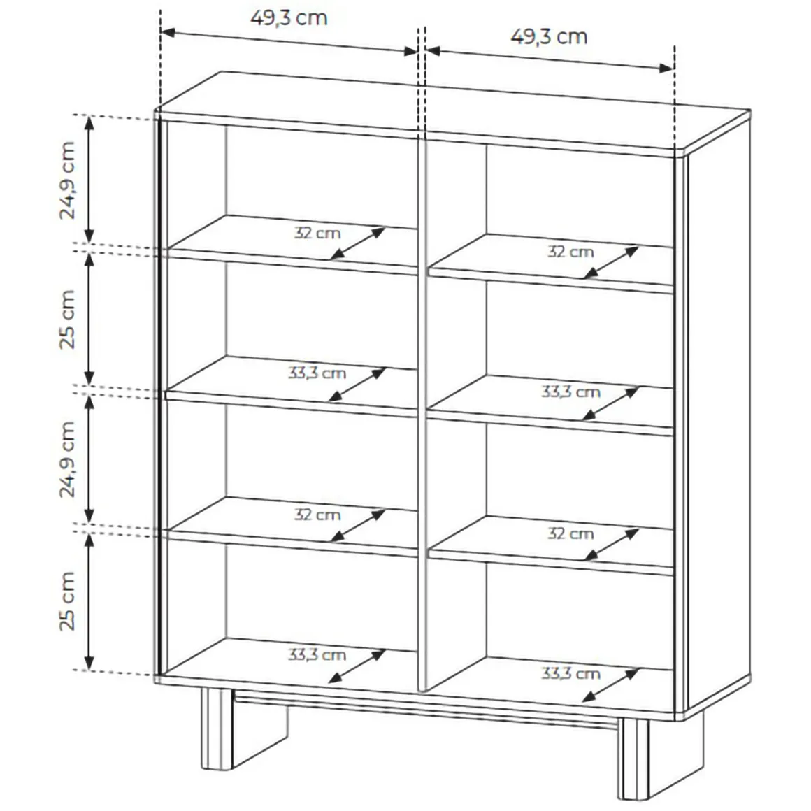 Credenze > Dmora Credenza 4 Ripiani Apertura Battente 200x38x80h cm, 4 Ante - Hamomole Marrone Rovere