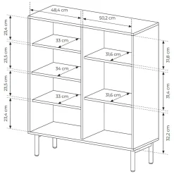 Credenze > Dmora Credenza 5 Ripiani Apertura Battente 104x40x122h cm, 3 Ante - Hatote Marrone Rovere