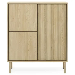Credenze > Dmora Credenza 5 Ripiani Apertura Battente 104x40x122h cm, 3 Ante - Hatote Marrone Rovere