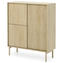 Credenze > Dmora Credenza 5 Ripiani Apertura Battente 104x40x122h cm, 3 Ante - Hatote Marrone Rovere