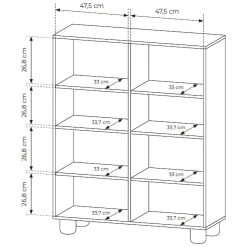 Madie|Credenze > Dmora Credenza 7 Ripiani 2 Ante 160x36x45h cm, 9 Vani - Uta Marrone Rovere