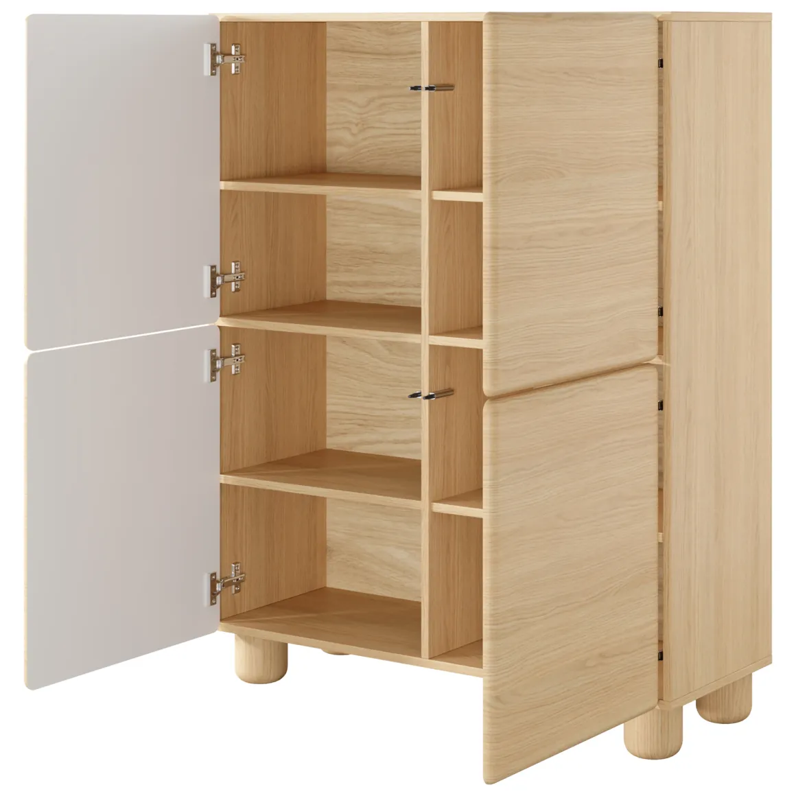 Madie|Credenze > Dmora Credenza 7 Ripiani 2 Ante 160x36x45h cm, 9 Vani - Uta Marrone Rovere