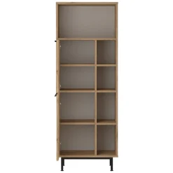 Madie|Credenze > Dmora Credenza 7 Ripiani 2 Ante 160x36x45h cm, 9 Vani - Uta Marrone Rovere