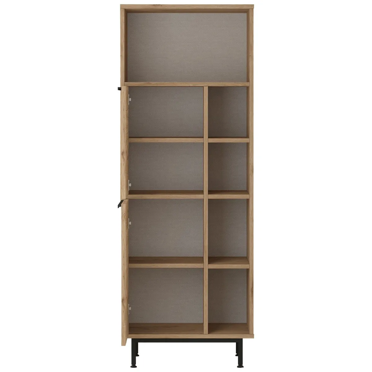 Madie|Credenze > Dmora Credenza 7 Ripiani 2 Ante 160x36x45h cm, 9 Vani - Uta Marrone Rovere