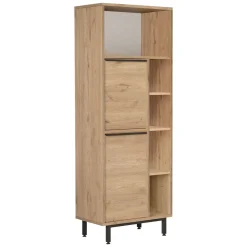 Madie|Credenze > Dmora Credenza 7 Ripiani 2 Ante 160x36x45h cm, 9 Vani - Uta Marrone Rovere