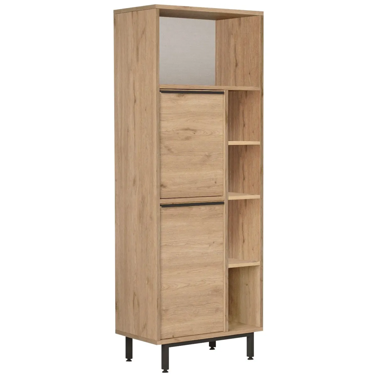 Madie|Credenze > Dmora Credenza 7 Ripiani 2 Ante 160x36x45h cm, 9 Vani - Uta Marrone Rovere
