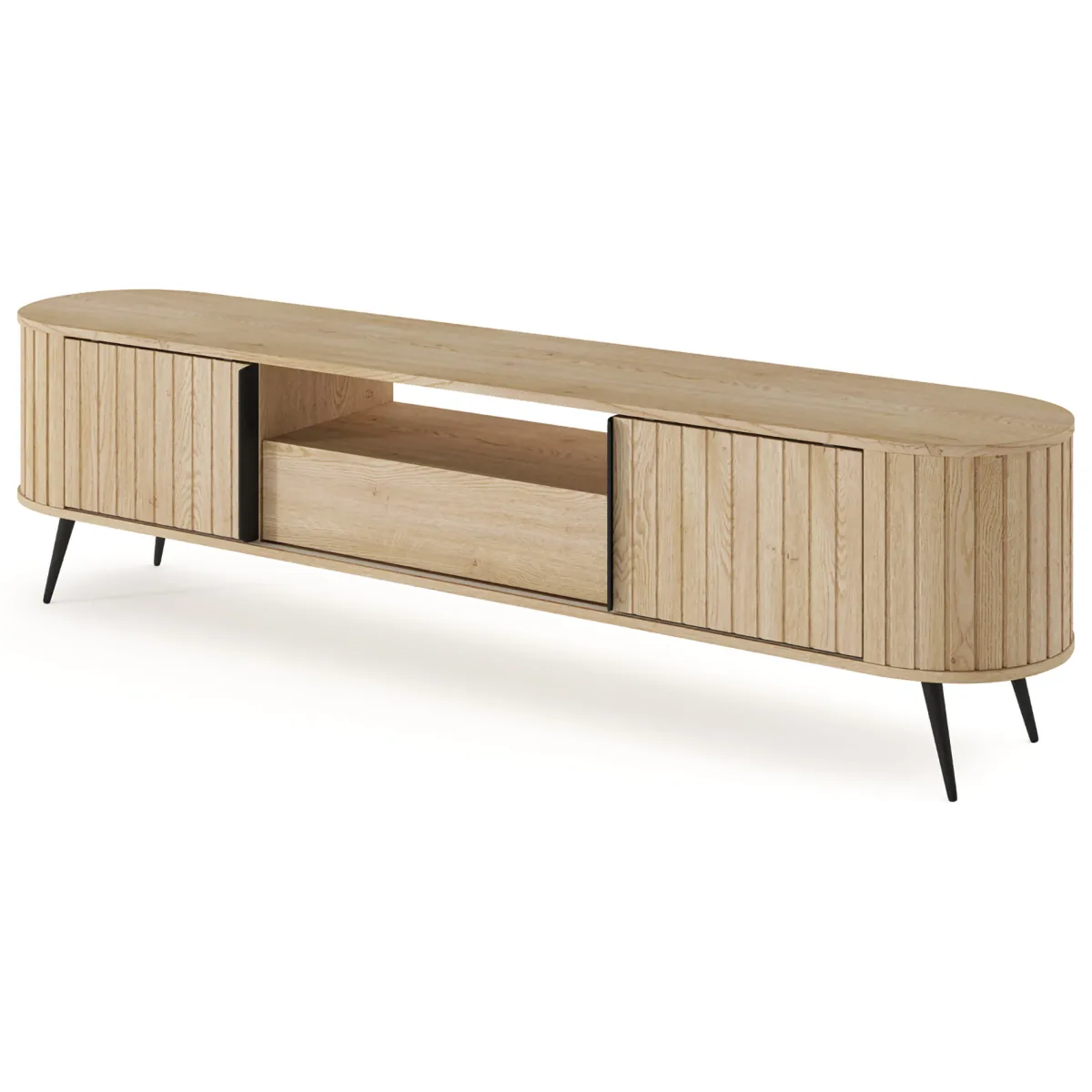 Credenze > Dmora Credenza un Cassetto 2 Ripiani 196x40x51h cm, Apertura Battente, Scorrevole - Hanotofa Marrone Rovere