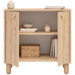 Madie|Credenze > Dmora Credenza un Ripiano 3 Cassetti 182x44x90h cm, 2 Vani - Minoprio Marrone Rovere