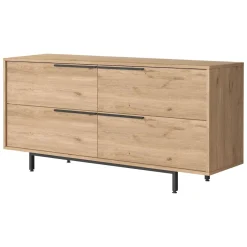 Credenza Marrone Rovere 4 Vani 4 Ante 160x45x74h cm, Apertura a Ribalta - Follo