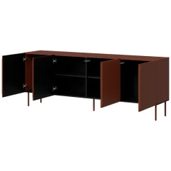 Credenza Marrone Terracotta 2 Ripiani Apertura Battente 200x42x75h cm, 4 Ante - Canino