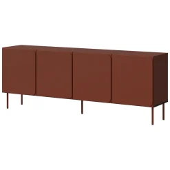 Credenza Marrone Terracotta 2 Ripiani Apertura Battente 200x42x75h cm, 4 Ante - Canino