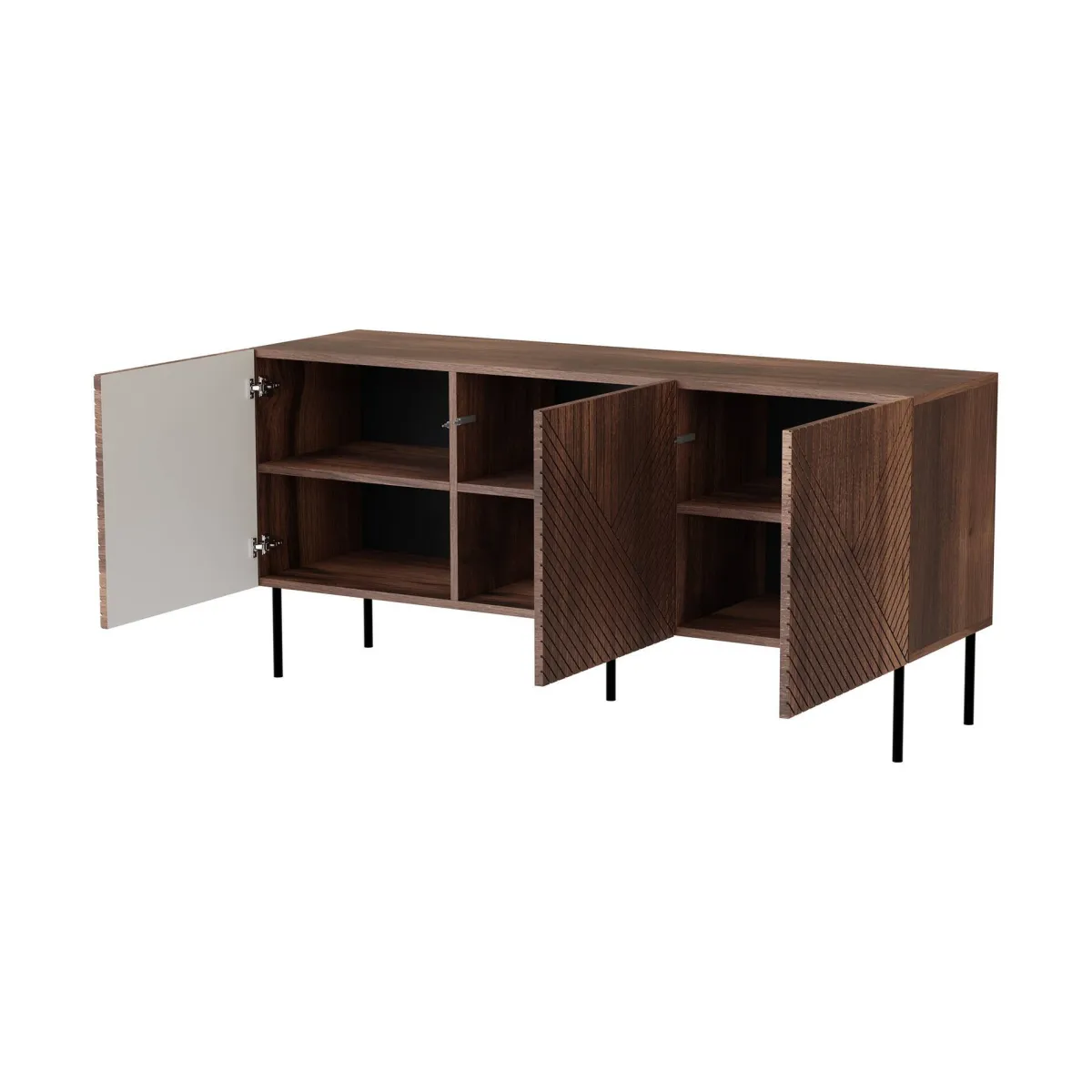 Madie|Credenze > Dmora Credenza Montano, 151x40 h72 cm, Noce Marrone Noce