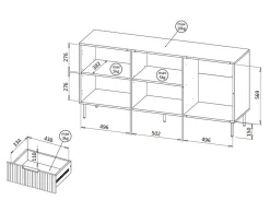 Credenza Monzuno, 156x42 h75 cm, Noce e Beige