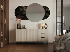Credenza Monzuno, 156x42 h75 cm, Noce e Beige