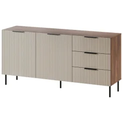 Credenza Monzuno, 156x42 h75 cm, Noce e Beige