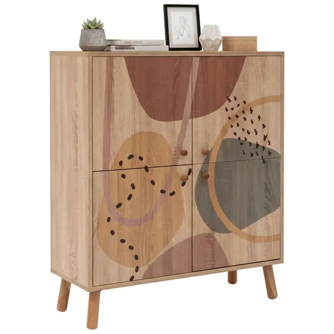 Credenza multicolore chic 95x36x111h cm 4 ante - Agyemang