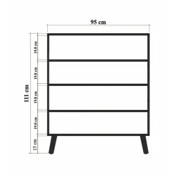 Credenza multicolore chic 95x36x111h cm 4 ante - Agyemang