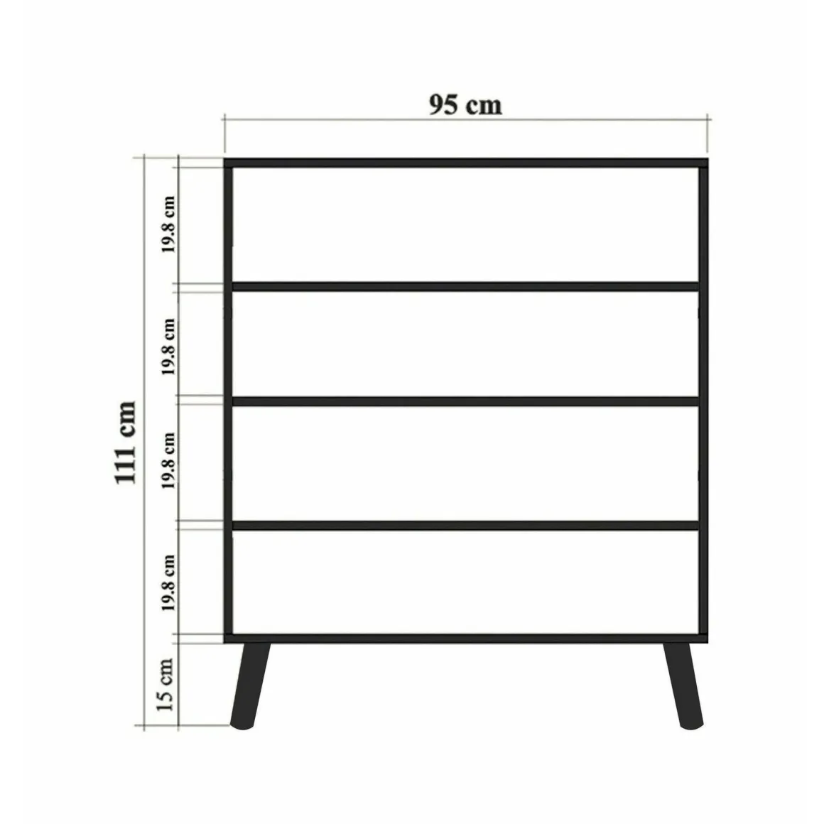 Credenza multicolore chic 95x36x111h cm 4 ante - Agyemang