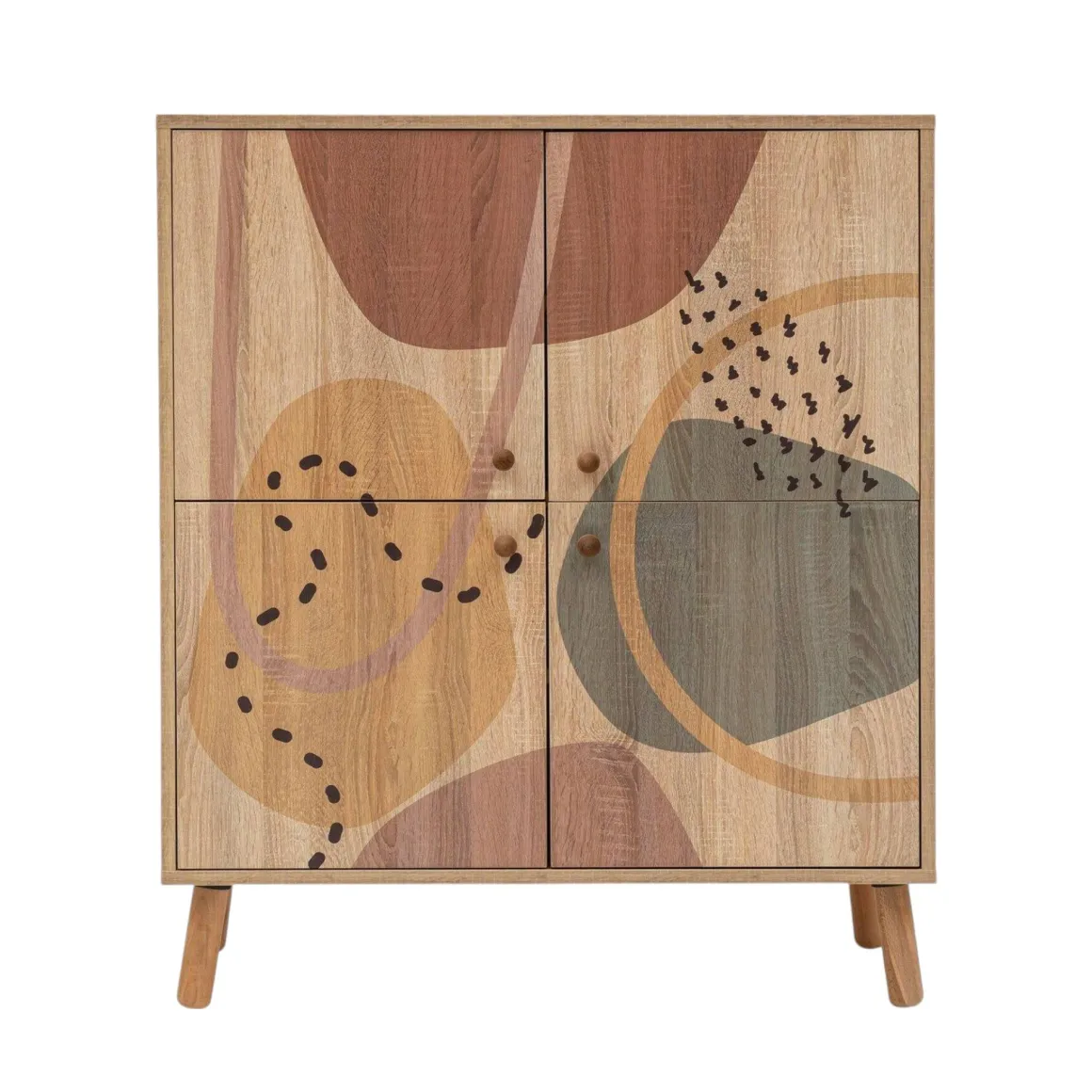 Credenza multicolore chic 95x36x111h cm 4 ante - Agyemang