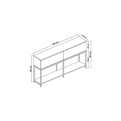 Credenza nera e argento 150x30x80h cm 2 ante - Basilia