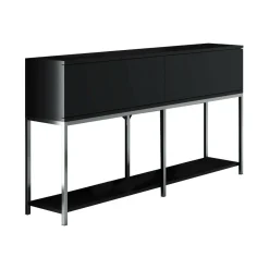 Credenza nera e argento 150x30x80h cm 2 ante - Basilia
