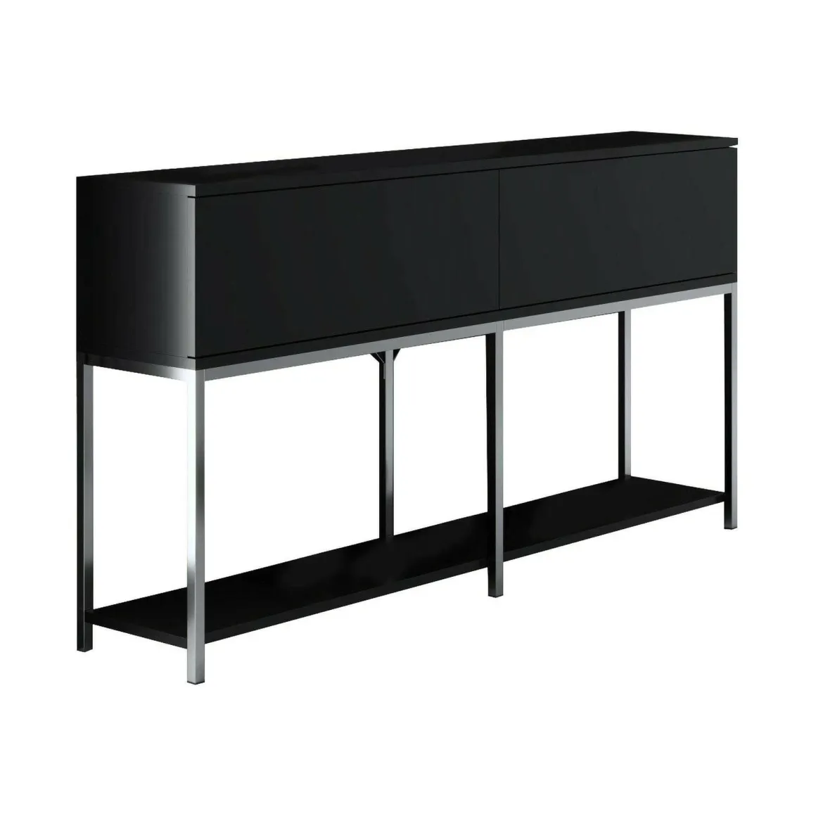 Credenza nera e argento 150x30x80h cm 2 ante - Basilia