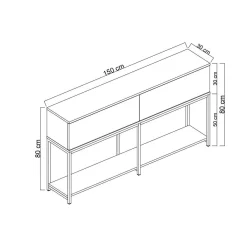 Cucina|Madie > Dmora Credenza nera e oro 150x30x80h cm 2 ante - Basilia Oro, Nero