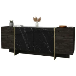 Credenza nera e oro 180x46x75h cm 4 ante - Asto