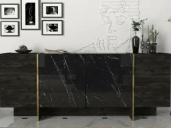 Credenza nera e oro 180x46x75h cm 4 ante - Asto
