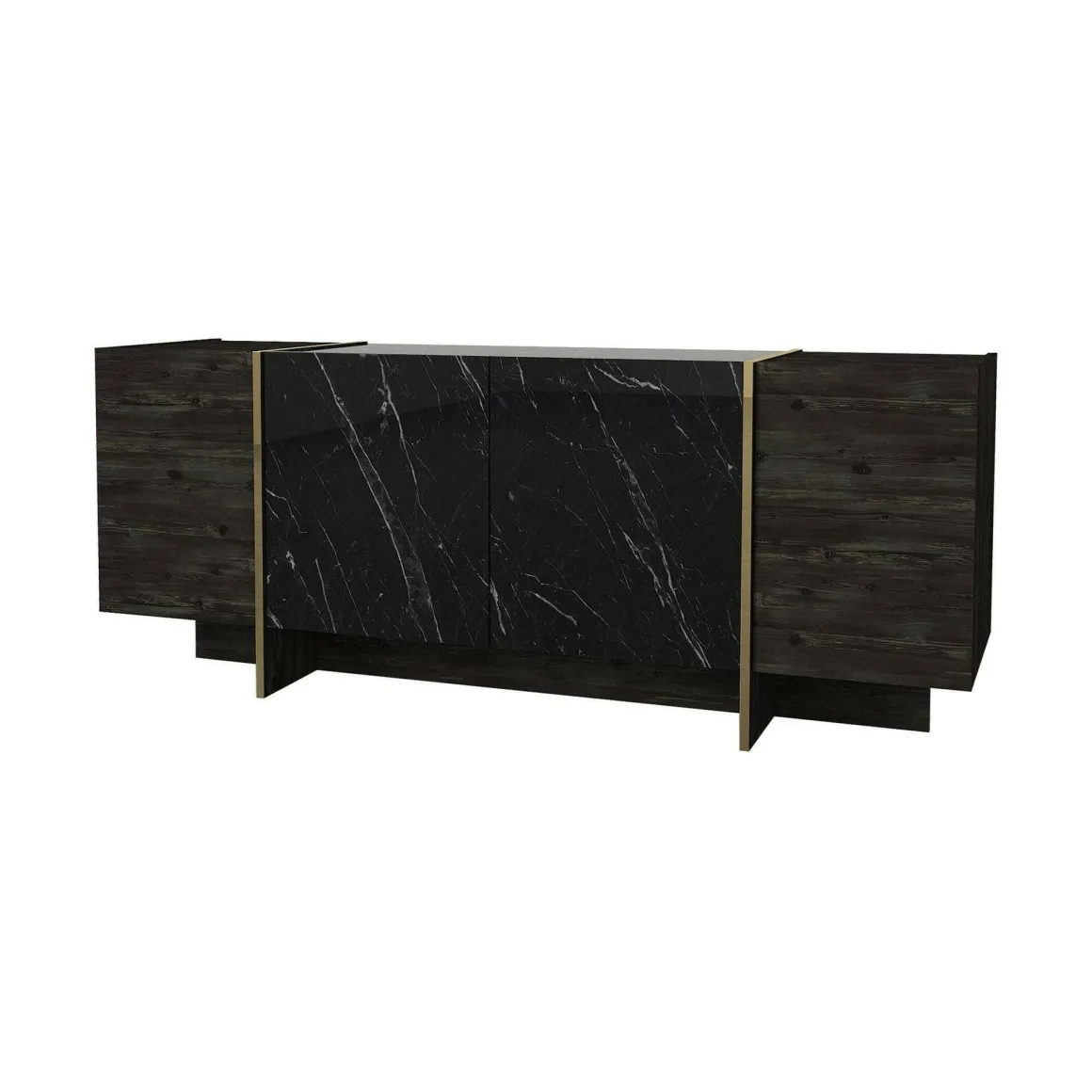 Credenza nera e oro 180x46x75h cm 4 ante - Asto