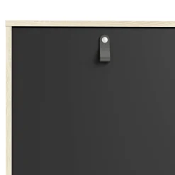 Madie|Credenze > Dmora Credenza nera e quercia 98x40x86h cm 1 anta e 3 cassetti - Molise Marrone, Nero Quercia
