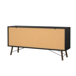 Madie|Credenze > Dmora Credenza nera,noce 150x40x72h cm 2 ante e 2 cassetti - Manyi Marrone, Nero Noce