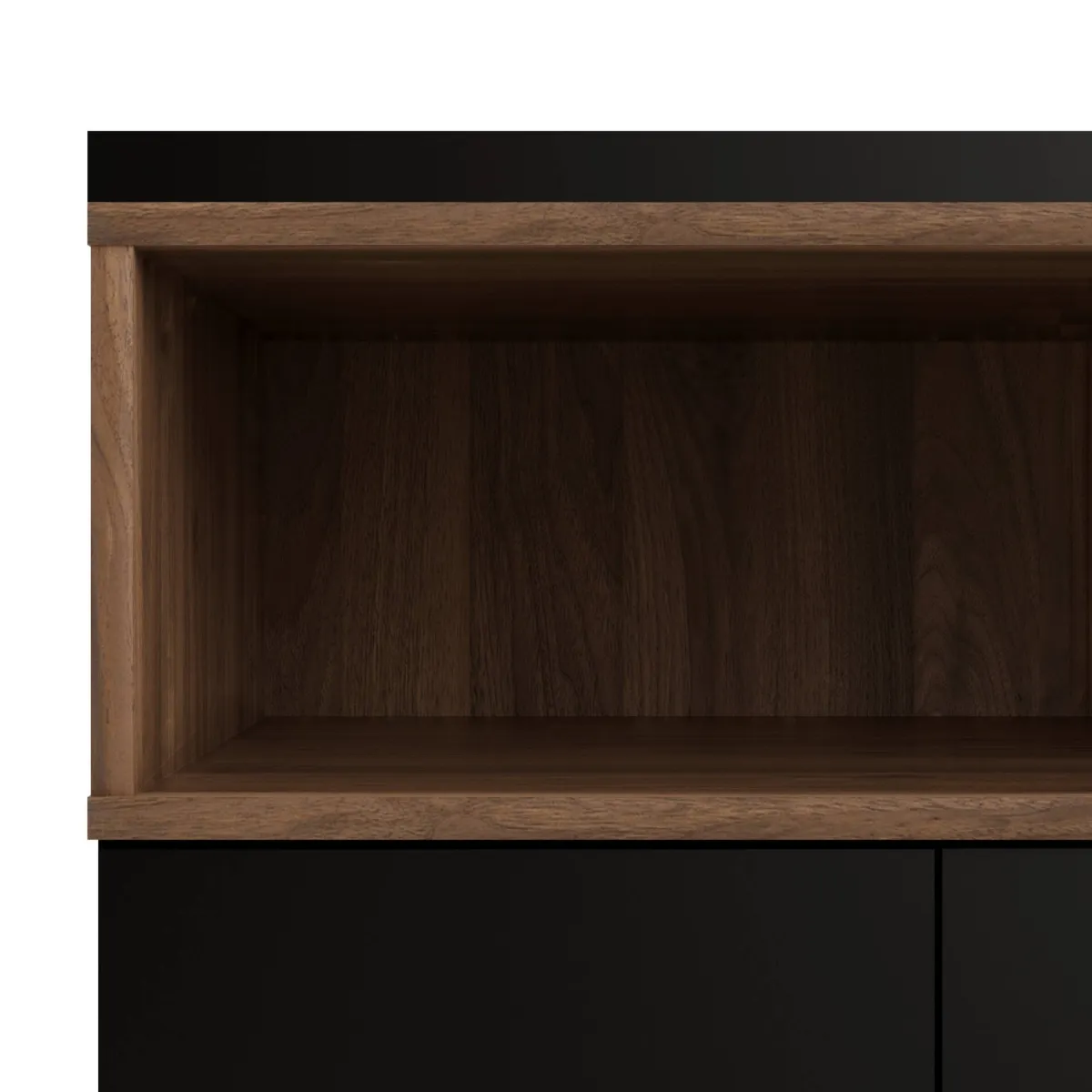 Madie|Credenze > Dmora Credenza nera,noce 175x48x89h cm 3 ante e 3 cassetti - Julie Marrone, Nero Noce