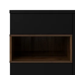 Madie|Credenze > Dmora Credenza nera,noce 88x36x118h cm 2 ante e 1 cassetto - Alfra Marrone, Nero Noce