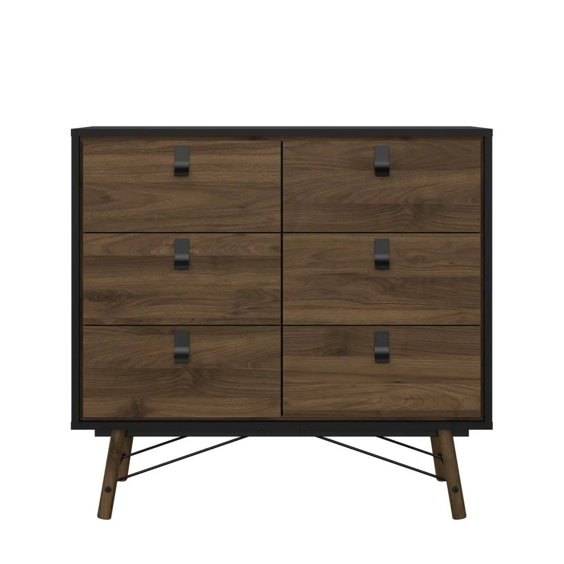 Credenza nera,noce 101x40x94h cm 6 cassetti - Maka