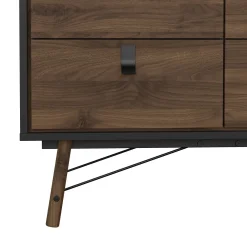 Credenza nera,noce 101x40x94h cm 6 cassetti - Maka