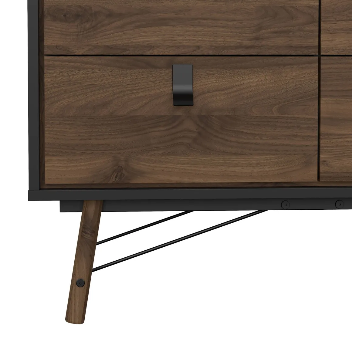 Credenza nera,noce 101x40x94h cm 6 cassetti - Maka