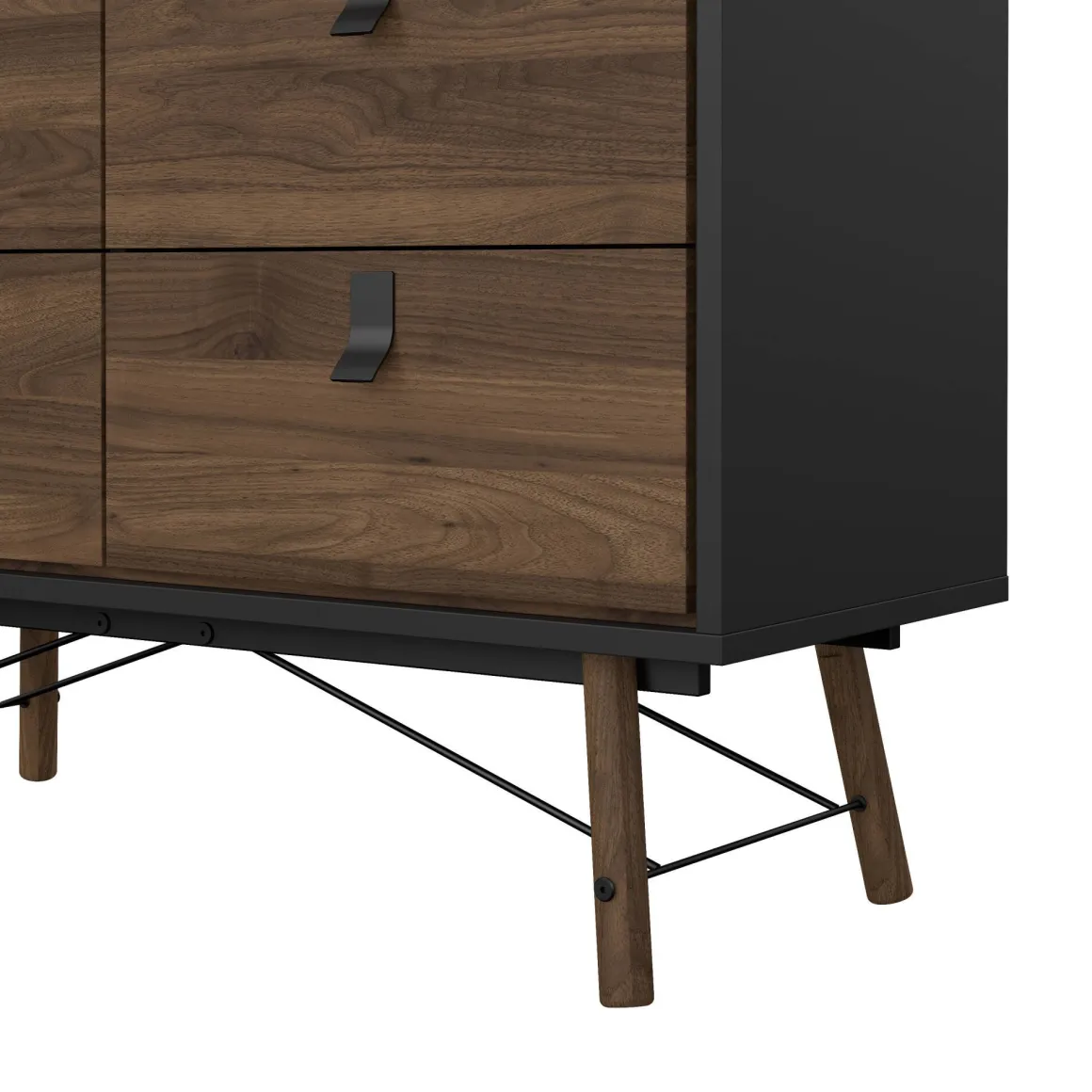 Credenza nera,noce 101x40x94h cm 6 cassetti - Maka