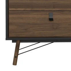 Credenza nera,noce 150x40x94h cm 6 cassetti - Anturio